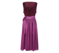 Lazzboy Dirndl Damen Dirndlkleid Retro Dirndelkleider Midi Trachtenmode Bayerisches Dirndl Kleid für Damen Lang Wiesn Outfit Elegant Kleider Festlich Dirndlschürze für Oktoberfest (Wine, XXL)