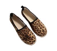 Lazzboy Flache Schuhe Damen Pantoffeln Canvas-Schuhe Leopardenmuster Slipper Freizeitschuh Leicht Weich Espadrille-Unterseite Komfort Wandern Boot Yacht Deck-Schuhe Outdoor (Braun,39)