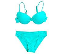 Lazzboy Frauen Badeanzug Push Up Bademode Brasilianischer Bikini Set Halter Retro Strand Badeanzüge Damen Zweiteiliger Neckholder Raffung Oberteil Bügel Metallring Triangel(Grün,L)