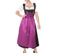 Lazzboy Frauen Dirndl Kleid Bayerisches Bierfest Cosplay Kostüme Kleider Damen Oktoberfest Kostüm Bier Mädchen Maid Dress Dienstmädchen Stickerei(Lila,L)