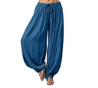 Lazzboy Frauen Plus Größe Einfarbig Beiläufige Lose Pluderhosen Yoga Hosen Frauen Hosen Damen Leinenhose Größe Sommerhose Tunnelbund Mit Gummizug