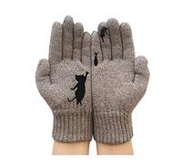 Lazzboy Handschuhe Damen Wollhandschuhe Herbst Und Winter Warme Katze Druckhandschuhe Winterhandschuhe Schnee Blume Druck Halten Warm Mit Kaschmir Für Frauen Mehrweg (Beige)