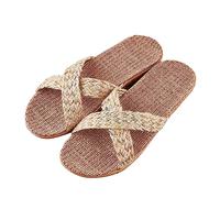 Lazzboy Hausschuhe Damen Slippers Flachs Schuhe Indoor Atmungsaktiv Outdoor Sandalen rutschfest Rattan Hallenschuhe Duschlatschen Sauna Badelatschen Badeschlappen Pantoletten