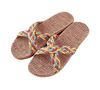 Lazzboy Hausschuhe Damen Slippers Flachs Schuhe Indoor Atmungsaktiv Outdoor Sandalen rutschfest Rattan Hallenschuhe Duschlatschen Sauna Badelatschen Badeschlappen Pantoletten