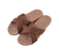 Lazzboy Hausschuhe Damen Slippers Flachs Schuhe Indoor Atmungsaktiv Outdoor Sandalen rutschfest Rattan Hallenschuhe Duschlatschen Sauna Badelatschen Badeschlappen Pantoletten