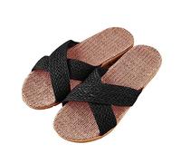 Lazzboy Hausschuhe Damen Slippers Flachs Schuhe Indoor Atmungsaktiv Outdoor Sandalen rutschfest Rattan Hallenschuhe Duschlatschen Sauna Badelatschen Badeschlappen Pantoletten
