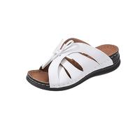 Lazzboy Hausschuhe Damen Strandsandalen Hohl Casual Flache Schuhe Sandalen Barfuss Strand Sandale Badelatschen Pantoletten Orthopädische Flip Flops Lustig Dusch Badeschuhe (Weiß,40)