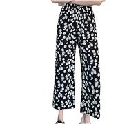 Lazzboy Jogginghose Frauen Gänseblümchen Drucken Lose Hose Mit Hoher Taille Damen Weitem Bein Lange Sweathose Lang Casual Freizeithose Strandhosen Trainingshose (Schwarz,L)