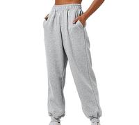 Lazzboy Jogginghose Für Damen Dünne Hoch Taillierte Lockere Bequeme Hose Mit Taschen Lässige Pants Swensen Jogging Frauen Sporthose Lange Freizeithose Trainingshose Jungen Jogger (Grau,XXL)