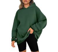 Lazzboy Kapuzenpullover Damen Oversize Sweatshirts Hoodie Einfarbig Klassisch Kapuze Langarm Sweatshirt Frauen Herbst Winter Lose Pullover Kapuzenpulli Sweatjacke Oberteile (Dunkelgrün,L)