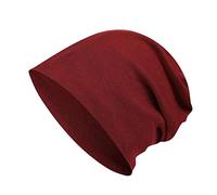 Lazzboy Männer Frauen Plain Strickmütze Mütze Winter Herbst Baumwolle Einfarbig Unisex Hut Beanie, Zweilagige Feinstrick Warm Und Dünn(Wein)