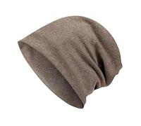 Lazzboy Männer Frauen Plain Strickmütze Mütze Winter Herbst Baumwolle Einfarbig Unisex Hut Beanie, Zweilagige Feinstrick Warm Und Dünn(Khaki)