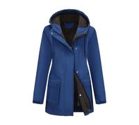 Lazzboy Regenjacke Damen Wasserdicht Regenmantel Lang Atmungsaktiv Kapuze Übergangsjacke Trenchcoat Outdoor Mantel Softshellmantel Allwetterjacke Leicht Mit Windbreaker Outdoorjacke