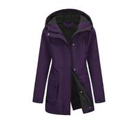 Lazzboy Regenjacke Damen Wasserdicht Regenmantel Lang Atmungsaktiv Kapuze Übergangsjacke Trenchcoat Outdoor Mantel Softshellmantel Allwetterjacke Leicht Mit Windbreaker Outdoorjacke (Dark Lila,M)