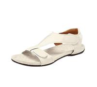 Lazzboy Sandalen Damen Sommer Keilsandalen Flache Schuhe Zum Kleid Orange Leder Black Schnürung Damenschuhe Sneaker Mit Blockabsatz Absatz Strand Freizeit Flach Sandalette (Weiß,43)