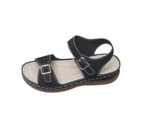 Lazzboy Sandalen Damen Sommer Orthopädische Atmungsaktiv Flache Schuhe Schicke Bequem Latschen Breite Füße Sommerschuhe Einstellbar Sandaletten Outdoorsandalen Freizeitschuhe (Schwarz,43)