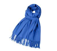 Lazzboy Schal Damen Einfarbig Kuschelige Warme Winter Klassiker Schals Langer Fransen Pashmina Übergroßer Winterschal Schultertuch Deckenschal Weicher Warmer Oversized Poncho (Blau)