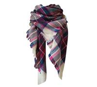 Lazzboy Schal Damen Erhöhen Doppelseitigen Bunten Quadratischen Kariert übergroßer Quadratisch Deckenschal Herbstschal Winterschal Karo Tartan Streifen Plaid Muster(B)