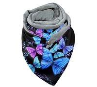Lazzboy Schals Damen Dreiecksschal Schmetterling Druck Soft Button Wrap Warme Schal Dreieck Shawl Groß Elegant Wickelschal Mit Knopf Lässig Herbst Winter Halstücher Poncho Weicher (B)