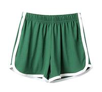 Lazzboy Shorts Hosen Damen Sport Retro Aktiv Yoga Hose Mit Farbig Abgesetzen Rändern Frauen Dame Sommersport Strand Kurze (Grün,S)