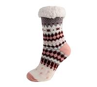 Lazzboy Socken Weihnachtssocken kuschelsocken Damen Winter Warm Cosy Fuzzy Fleece Gefütterte Gripper Slipper Flauschige Kuschelsocken Warme Wintersocken Mit Weihnachten (E)