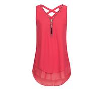 Lazzboy T Shirt Bluse Tank Top Damen Camisole Sommer Lose Weste Schwarz Grün Blau Rosa Große Größe(Rot,L)