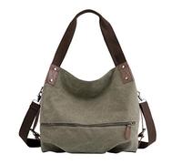 Lazzboy Umhängetasche Handtasche Damen Canvas kleine Vintage Shopper Tote Bag Bucket Bag(Armeegrün)