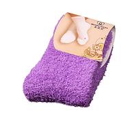 Lazzboy Weiches Bett Bodensocken Fluffy Warm Winter Pure Color Damen Warme Socken Premium Qualität Pack Dicke Stricksocke(Lila)