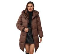 Lazzboy Winterjacke Damen Lange Puffer Jacke Übergangsjacke Winterparka Mit Kapuze Warm Steppjacke Winter Outdoor Kapuzejacke Baumwolle Loose Daunenjacke Frauen Wattierte Parka (Kaffee,M)