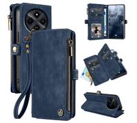 LBH Handy Hülle für Xiaomi Redmi 14C Klapphülle RFID Schutz Wallet Geldbeutel Geldbörse Cover Case Flipcase Kartenfächer Geldfach Münzfach Blau