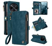 LBH Handy Hülle für Xiaomi Redmi 14C Klapphülle RFID Schutz Wallet Geldbeutel Geldbörse Cover Case Flipcase Kartenfächer Geldfach Münzfach Petrol