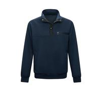 LBL Herren Pullover Langarm Elegant Sweatshirt Herren Karierter Jacquard Pullover mit Taschen Marine Blau 2XL