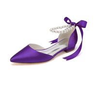 LBRYVTCE Damen Flache Schuhe - Elegante Ballerinas mit Spitzer Spitze, Slip-On-Design für Komfortables Gehen,Dark Purple,38