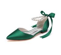 LBRYVTCE Damen Flache Schuhe - Elegante Ballerinas mit Spitzer Spitze, Slip-On-Design für Komfortables Gehen,Dark Green,41
