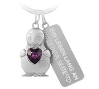 LbsAMP Pinguin Schlüsselanhänger mit Gravur Ein Leben Lang an Deiner Seite Romantisches Geschenk für Verliebte Zink Glücksbringer mit Herz Anhänger Geschenk für Freundin Ehepaare Valentinstag (Lila)