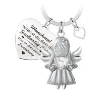 LbsAMP Schlüsselanhänger Schutzengel mit Herz und Gravur Inspirierende Geschenke Schlüsselanhänger Engel Glücksbringer Schlüsselband Geschenke für Frauen Männer Schutzengel mit weißes Diamantherz