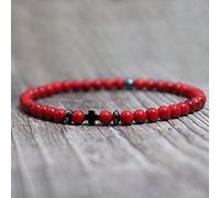 LCDIUDIU Armband Damen,4Mm Naturstein Rot Türkis Kristall Armband Vintage Kreuz Charme Stretch Perlen Angst Armband Energie Edelsteine Perlen Armreif Schmuck Für Männer Frauen Geschenk