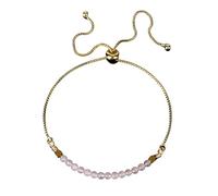 LCDIUDIU Armband Damen,Naturstein Rosenquarz Kristall Armband Luxus Rosa Perlen Charme Verstellbare Goldene Kette Armband Energie Edelsteine Perlenarmband Schmuck Für Frauen