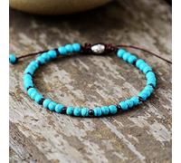 LCDIUDIU Chakra Armband,4Mm Naturstein Türkis Kristall Armband Boho Handarbeit Gewebt Seil Angst Armband Yoga Energie Edelsteine Perlen Armreif Paare Schmuck Für Männer Frauen Geschenk