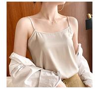 LCDIUDIU Damen-Unterhemden,Damen Rundhals Camisole Weste Champagner Imitation Seidensatin Sexy Spaghetti Basis Shirt Elegante Cami Tanktops Sommer Casual Ärmellose Tops T-Shirt Bluse,S