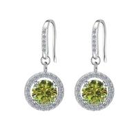 LCDIUDIU Ohrhänger Aus 925Er Sterlingsilber für Damen, Hohler Kreis, Eingelegter Rosa 5 Mm Runder Zirkonia, Baumelnde Ohrringe, Hypoallergen, Ohrhaken, Anhänger, Geburtsstein, Edelstein, Schmuck,