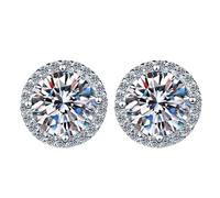 LCDIUDIU Ohrstecker Aus 925Er Sterlingsilber, Hohler Kreis, Inlay, 5 Mm, Runder Zirkonia, Kleine Ohrstecker, Hypoallergen, Geburtsstein, Edelstein, Schmuck, Geschenk für Frauen, Ehefrau, Mutter, Kl