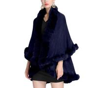 LCDIUDIU Poncho Damen Elegant,Damen Winterponchos Aus Strick, Kamelhaar, Kunstpelzkragen, Vorne Offen, Strickjacke, Umhang, Übergroßer Warmer Schal, Decke, Wickel, Eleganter Umhang, Bolero Mantel