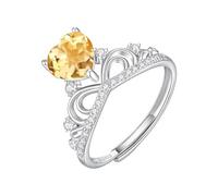 LCDIUDIU Ring Silber 925 Damen,Herzförmiger Natürlicher Topas Amethyst Rubin Solitär Verlobungsring für Frauen, Cz Schleifenknotenband, Verstellbarer Jubiläums Hochzeitsversprechensring für Si