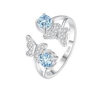 LCDIUDIU Ring Silber 925 Damen,Natürlicher Topas Citrin Rubin, Zirkonia, Schmetterlingsring für Frauen Und Mädchen, Geburtsstein, Unendlichkeits Wickel, Offenes Band, Ewigkeits Hochzeitsversprech