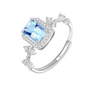 LCDIUDIU Ring Silber 925 Damen,Solitär Verlobungsringe Im Kissenschliff für Frauen, Natürlicher Edelstein, Geburtsstein, Unendlichkeitsband, Verstellbar, Jubiläumsversprechen, Ehering für Sie,