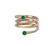 LCDIUDIU Ring Silber 925 Damen,Spiraldraht Wickelring, Silber, 14 Karat Vergoldet, Statement Twist Wickelring Mit Zwei Edelsteinperlen, Ewigkeitsband, Boho Schmuck, Geschenk