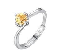 LCDIUDIU Ring Silber 925 Damen Verstellbar,5 Mm 6 Mm Brillantschliff Solitär Edelstein Verlobungsringe für Frauen Silber Infinity Band Verstellbar Jubiläumsversprechen Ehering Citrin 5 Mm