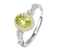 LCDIUDIU Ring Silber 925 Damen Verstellbar,Natürlicher Edelstein Topas Amethyst Citrin Rubin Solitär Verlobungsring Silber Geburtsstein Infinity Band Hochzeit Ewigkeitsband für Sie Geschenk Perid