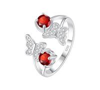 LCDIUDIU Ring Silber 925 Damen Verstellbar,Natürlicher Topas Citrin Rubin, Zirkonia, Schmetterlingsring für Frauen Und Mädchen, Geburtsstein, Unendlichkeits Wickelring, Offenes Band, Ewigkeits Ho